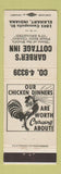 Matchbook Cover - Garber's Cottage Inn Elkhart IN WHITE