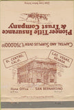Matchbook Cover - Pioneer Title Insurance San Bernardino Las Vegas NV 40 Strike