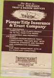 Matchbook Cover - Pioneer Title Insurance San Bernardino Las Vegas NV 40 Strike