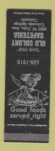 Matchbook Cover - Old Colony Cafeteria Colorado Springs