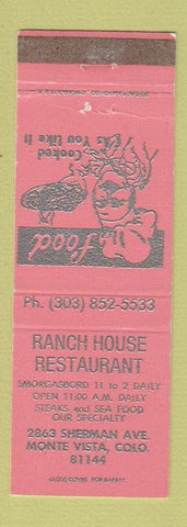 Matchbook Cover - Ranch House Restaurant Monte Vista Colorado WEAR PINK