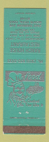 Matchbook Cover - Ranch House Restaurant Monte Vista Colorado WEAR TEAL