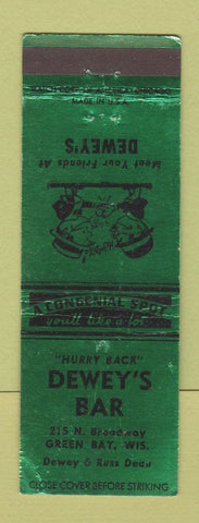 Matchbook Cover - Dewery's Bar Green Bay WI
