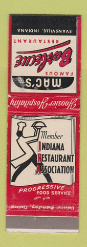Matchbook Cover - Mac's BBQ Restaurant Evansville IN