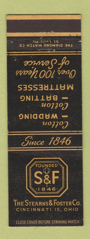 Matchbook Cover - Stearns & Foster Cotton Batting Mattresses Cincinnati OH