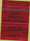 Matchbook Cover - Hogenkamp Funeral Home Lima OH red 40 Strike