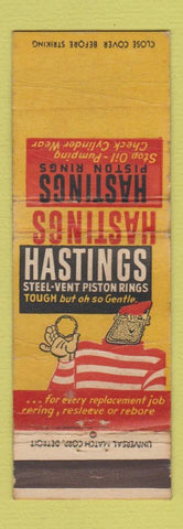 Matchbook Cover - Hastings Piston Rings WORN