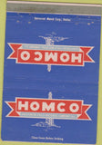 Matchbook Cover - HOMCO Houston oil Field Materials TX 40 Strike