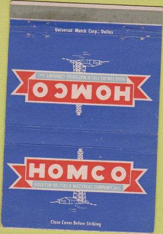 Matchbook Cover - HOMCO Houston oil Field Materials TX 40 Strike