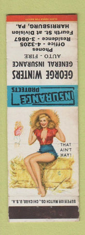 Matchbook Cover - George Winters Insurance Harrisburg PA pinup WEAR