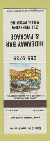 Matchbook Cover - Hideaway Bar & Package Mills WY