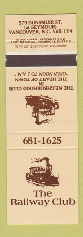 Matchbook Cover - Railway Club Vancouver BC