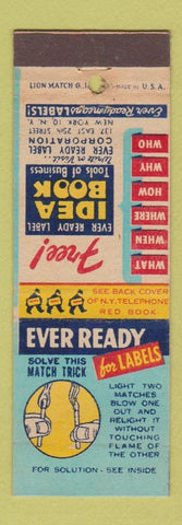 Matchbook Cover - Ever Ready Labels New York City