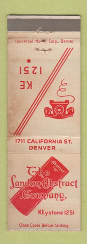 Matchbook Cover - The Landon Abstract Company Denver Colorado WORN