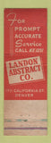 Matchbook Cover - The Landon Abstract Company Denver Colorado WORN