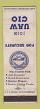 Matchbook Cover - UAW CIP Union Indianapolis IN Raymond Berndt WEAR