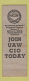 Matchbook Cover - UAW CIP Union Indianapolis IN Raymond Berndt WEAR