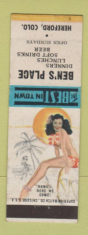 Matchbook Cover - Ben's Place Hereford Colorado pinup WEAR