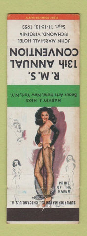 Matchbook Cover - RMS Convention 1953 Richmond VA pinup WEAR