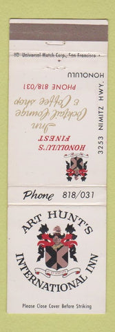Matchbook Cover - Art Hunt's International Inn Honolulu Hawaii
