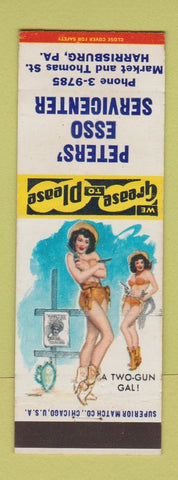 Matchbook Cover - Peters' Esso oil gas Harrisburg PA pinup