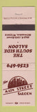Matchbook Cover - South Side Saloon Main Street Milwaukee WI