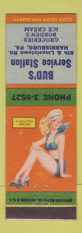 Matchbook Cover - Bud's Service Station oil gas Esso Harrisburg PA pinup