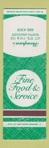 Matchbook Cover - Thompson's Restaurant North Andover MA