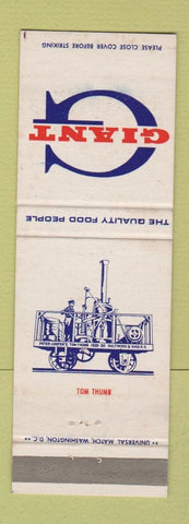 Matchbook Cover - Giant Grocery Stores Tom Thumb train WEAR
