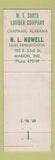 Matchbook Cover - Rocky Creek Brand Oak Flooring train Champan AL Marion IN