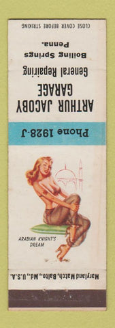 Matchbook Cover - Arthur Jacoby Garage Boiling Springs PA pinup
