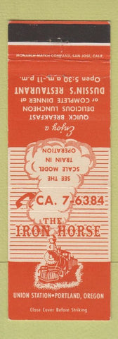 Matchbook Cover - Iron Horse Restaurant Portland OR train