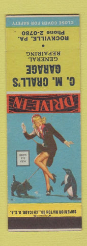 Matchbook Cover - CM Crall's Garage Rockville PA pinup