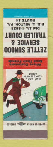 Matchbook Cover - Zettle Sunoco oil gas Trailer Court Milton PA
