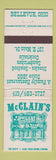 Matchbook Cover - McClain's Restaurant Bellevue OH WEAR