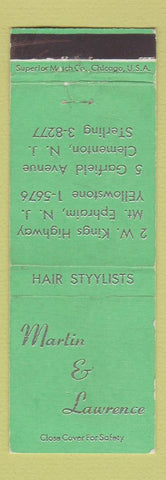 Matchbook Cover - Martin & Lawrence Clementon Mount Ephraim NJ