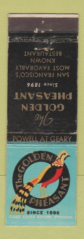 Matchbook Cover - The Golden Pheasant San Francisco CA