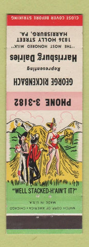 Matchbook Cover - Harrisburg Dairies PA George Rickenbach Hillbilly