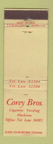 Matchbook Cover - Corey Bros Cigarette Vending DD Bean