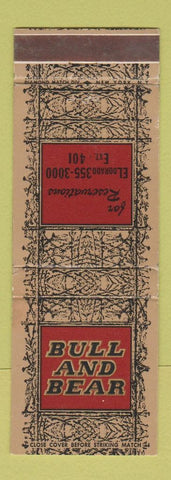 Matchbook Cover - Bull and Bear Restaurant Pontiac Rental Cars