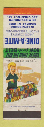 Matchbook Cover - Dine A Mite Restaurant Lewisburg Mifflinburg PA