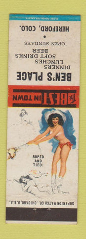 Matchbook Cover - Ben's Place Hereford Colorado pinup WEAR
