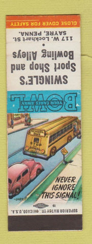 Matchbook Cover - Swingle's Sport Shop Bowling Alley Sayre PA