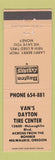 Matchbook Cover - Van's Dayton Tire Center Milwaukie OR