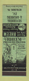 Matchbook Cover - Rheed Water Heaters Bethlehem PA Silverberg & Goldberg