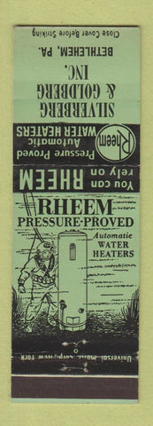 Matchbook Cover - Rheed Water Heaters Bethlehem PA Silverberg & Goldberg