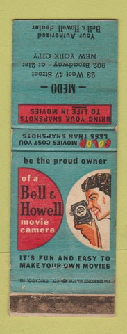 Matchbook Cover - Bell & Howel Movie Camera Medo New York City WORN