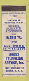 Matchbook Cover - Bronx TV Service Bronx NY WEAR