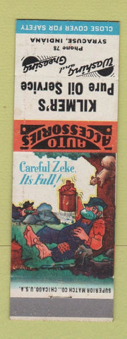 Matchbook Cover - Kilmer's Pure oil gas Syracuse IN hillbilly