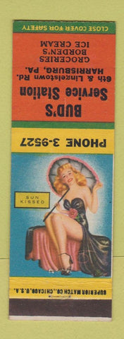 Matchbook Cover - Bud's Service Station oil gas Esso Harrisburg PA pinup
